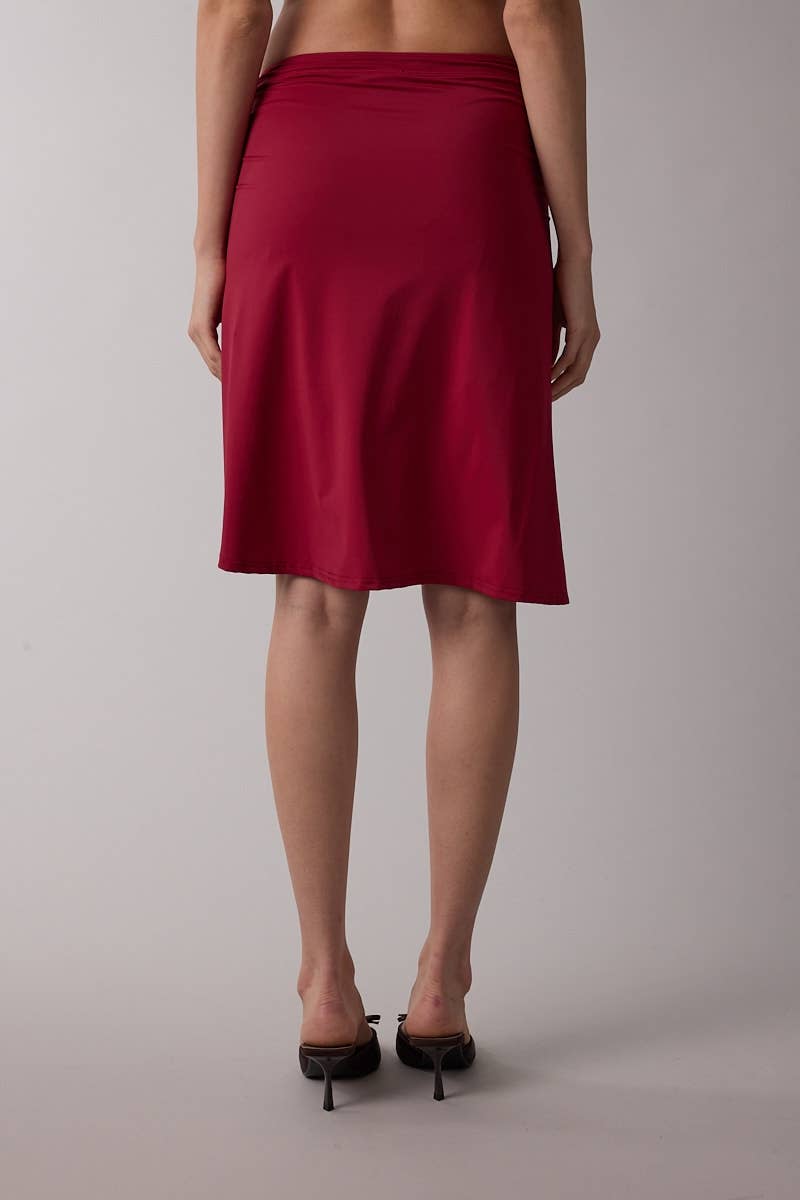 ASYMMETRIC WAIST LINE HIGH-LOW KNEE LENGTH SKIRT