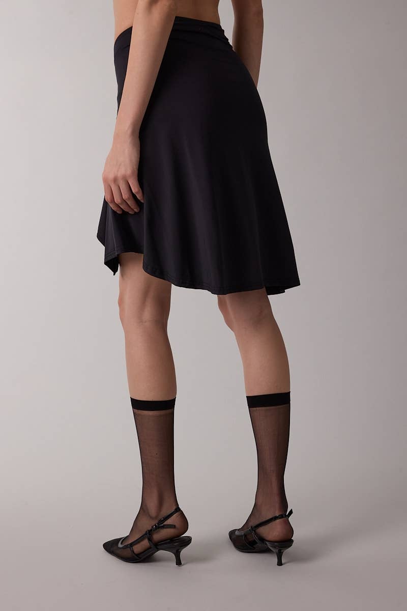 ASYMMETRIC WAIST LINE HIGH-LOW KNEE LENGTH SKIRT