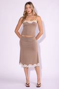 BTS894C - SCALLOPED LACE TRIM DETAIL CAMISOLE SKIRT SET
