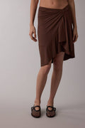 ASYMMETRIC WAIST LINE HIGH-LOW KNEE LENGTH SKIRT