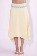 BS517C - HANKY HEM LACE TRIM DETAIL LOW WAIST MIDI SKIRT